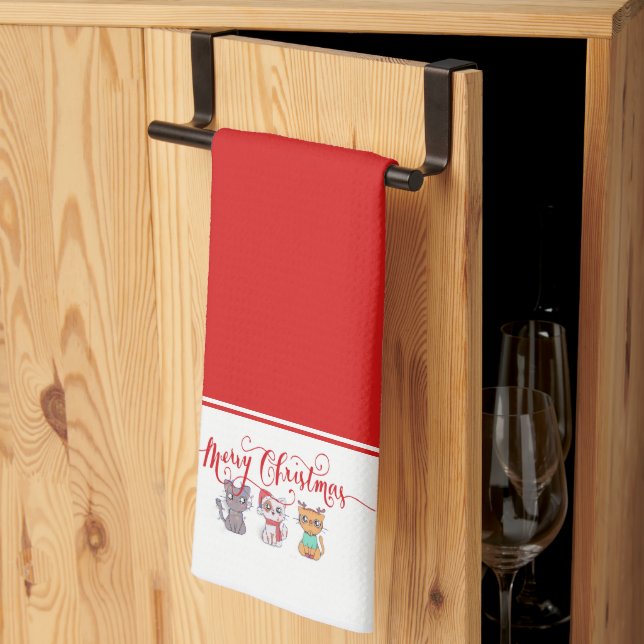 Christmas cats  tea towel (Thirds Fold)