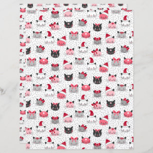 Christmas Cats With Santa Hats Scrapbook Paper