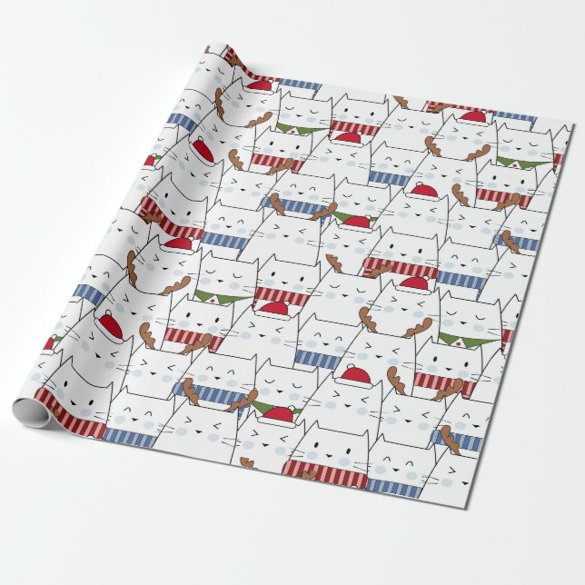 Christmas Cats Wrapping Paper (Unrolled)