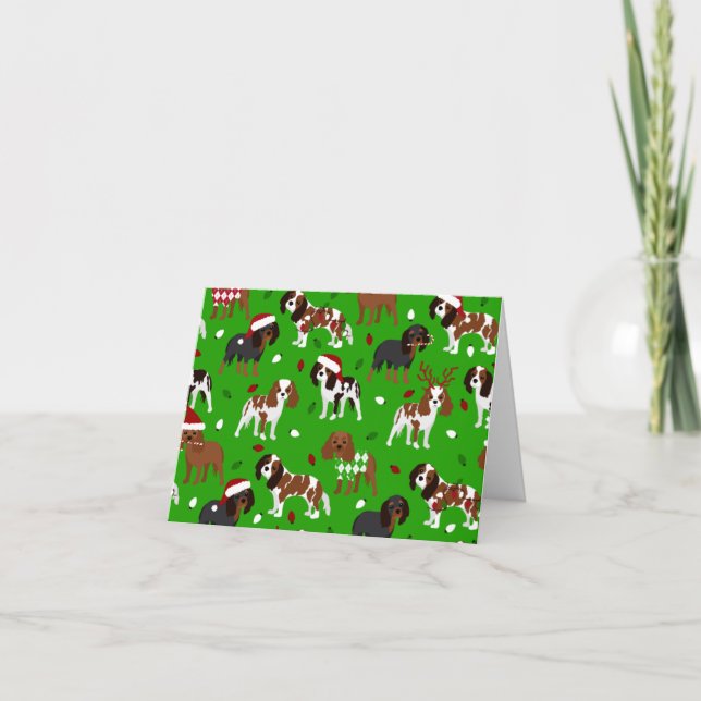 Christmas Cavalier King Charles Spaniel Card (Front)