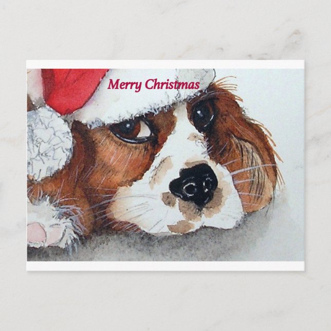Christmas Cavalier King Charles Spaniel Holiday Postcard (Front)