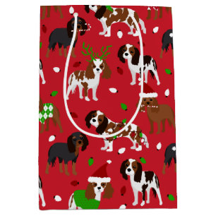Christmas Cavalier King Charles Spaniel Medium Gift Bag
