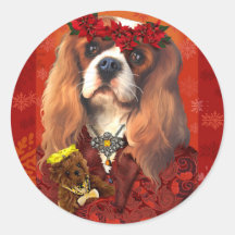 Christmas Cavalier Spaniel Stickers