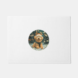 Christmas Cavapoo Reindeer Dog Santa Hat Cute Holi Doormat