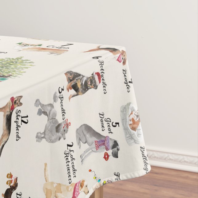 Christmas Celebration 12 Dogs of Christmas Dinner Tablecloth (In Situ)