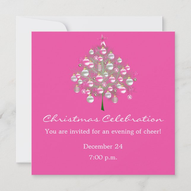 Christmas Celebration Pink-Themed Invitation (Front)