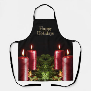 Christmas Celebration Red Candles Winter Holidays Apron