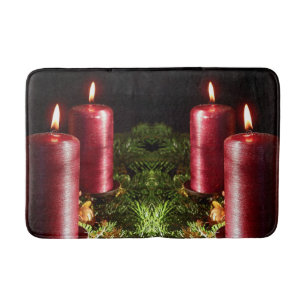 Christmas Celebration Red Candles Winter Holidays Bath Mat