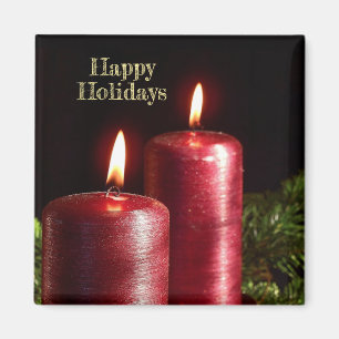 Christmas Celebration Red Candles Winter Holidays Magnet