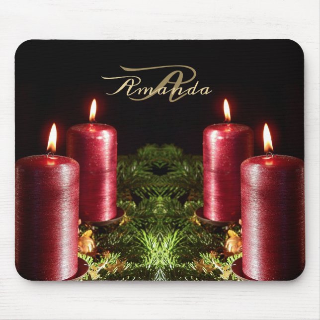 Christmas Celebration Red Candles Winter Holidays Mouse Pad (Front)