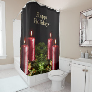 Christmas Celebration Red Candles Winter Holidays Shower Curtain