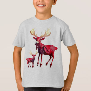 Christmas Celebration Red Reindeer Stylish T-Shirt