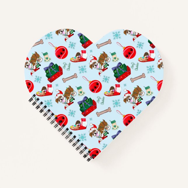 Christmas Celebration With Goofy Bulldog Notebook (Front)