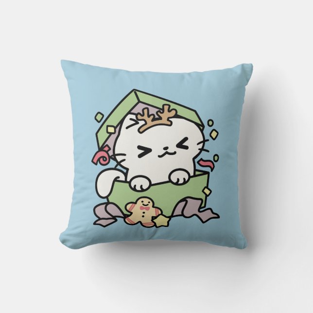 Christmas Celebration with Purr-ty Time Cat Cushion (Front)