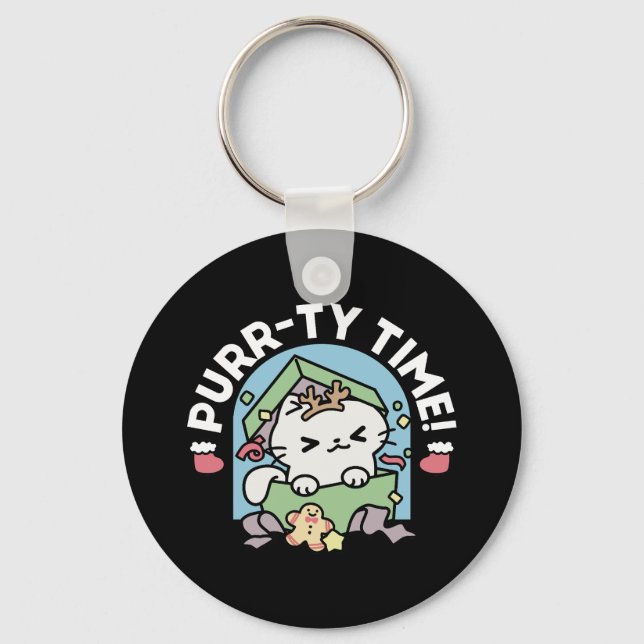 Christmas Celebration with Purr-ty Time Cat Key Ring (Front)