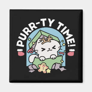 Christmas Celebration with Purr-ty Time Cat Magnet