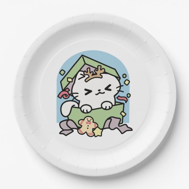 Christmas Celebration with Purr-ty Time Cat Paper Plate (Front)