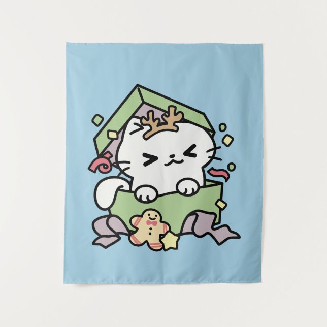 Christmas Celebration with Purr-ty Time Cat Tapestry (Front)