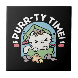 Christmas Celebration with Purr-ty Time Cat Tile