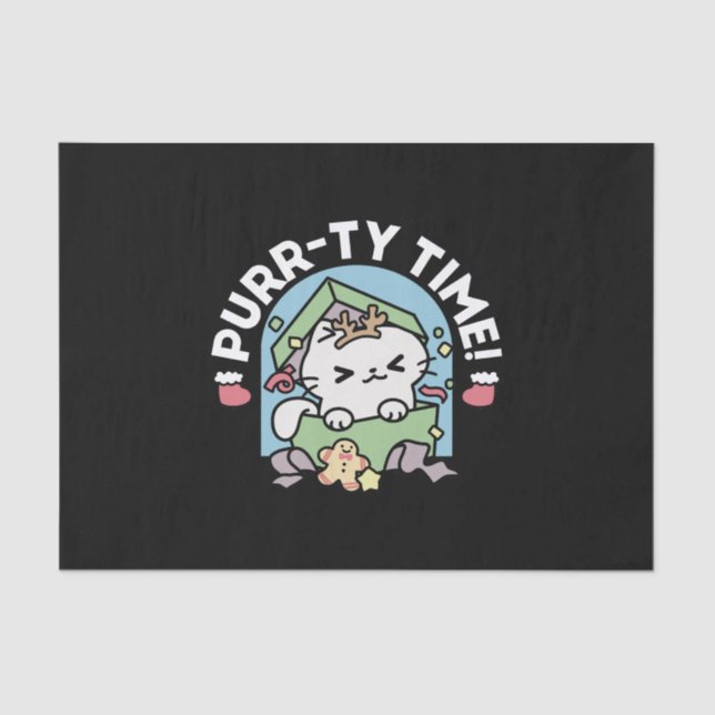 Christmas Celebration with Purr-ty Time Cat Tissue Paper (Front)