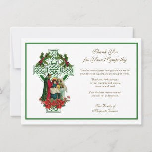 Christmas Celtic Cross Irish Condolence Thank You Card