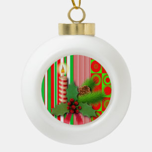 Christmas Ceramic Ball Ornament, Candle Ornament