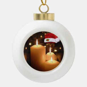 Christmas Ceramic Ball Ornament, Christmas Candle Ceramic Ball Christmas Ornament