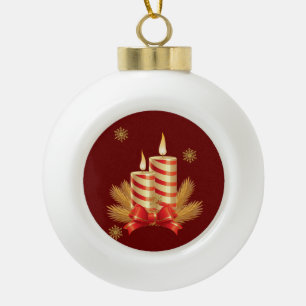 Christmas Ceramic Ball Ornament, Christmas Candle Ornament