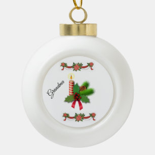 Christmas Ceramic Ball Ornament, Christmas Candle Ornament
