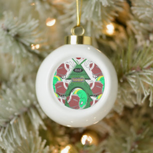 Christmas Ceramic Ball Ornament, Football Ornament