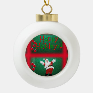 Christmas Ceramic Ball Ornament, Happy Holidays Ornament