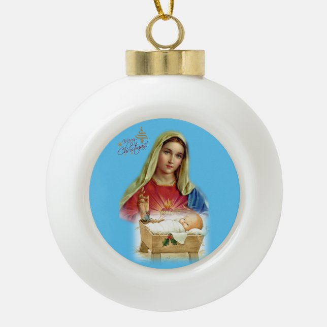 Christmas Ceramic Ball Ornament, Jesus Christ Ceramic Ball Christmas Ornament (Front)