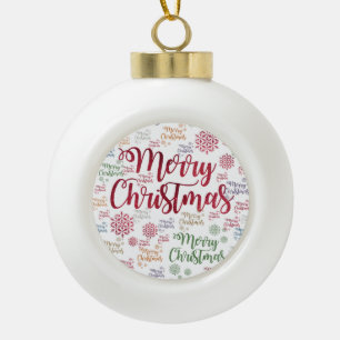 Christmas Ceramic Ball Ornament, Merry Christmas Ceramic Ball Christmas Ornament