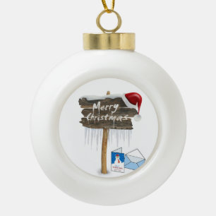 Christmas Ceramic Ball Ornament, Merry Christmas Ornament