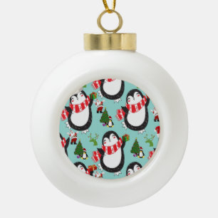 Christmas Ceramic Ball Ornament, Penguin Ornament