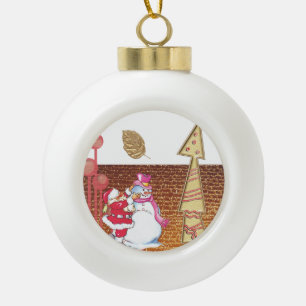 Christmas Ceramic Ball Ornament, Snowman Ceramic B Ceramic Ball Christmas Ornament