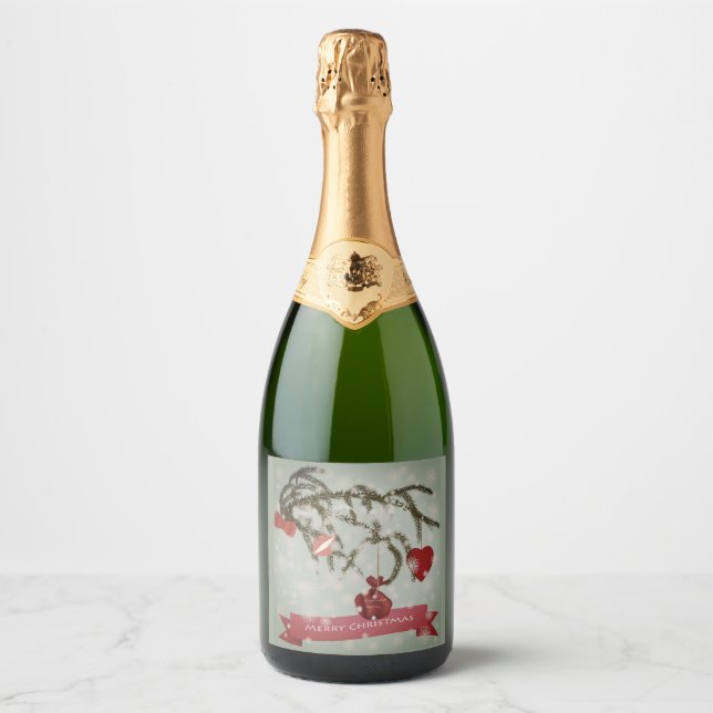 Christmas Ceramic Tile Sparkling Wine Label (Front)