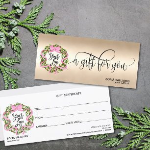 Christmas Certificate Gift Card Bow Wreath Logo