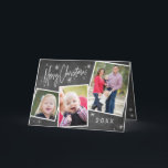 Christmas Chalkboard Photo Collage Merry Christmas Holiday Card<br><div class="desc">Send wishes for a Merry Christmas with this modern holiday card featuring a photo collage on a chalkboard style background.</div>