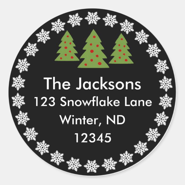 Christmas Chalkboard Snowflake Tree Address Label (Front)
