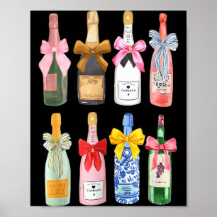 Christmas Champagne Cool Gl Coquette Bottle  Poster