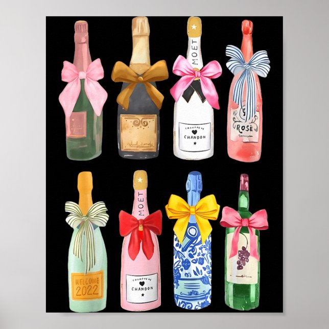 Christmas Champagne Cool Gl Coquette Bottle  Poster (Front)