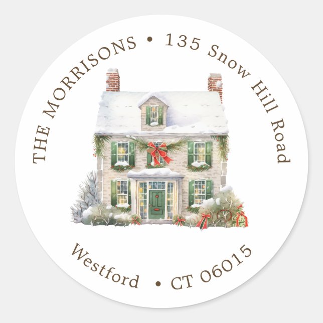 Christmas Change Address New Home Classic Round Sticker (Front)