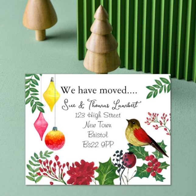 Christmas Change of Address Card – Retro Robin (Creator Uploaded)