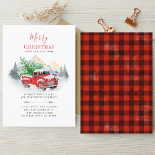 Christmas Change of Address Red Truck Moving Business Card