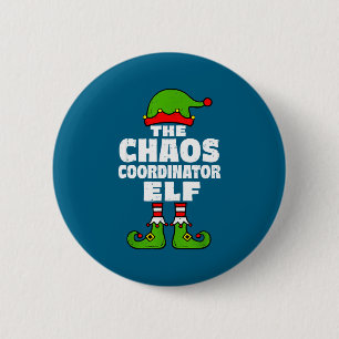 Christmas Chaos Coordinator Elf Funny Xmas Holiday 6 Cm Round Badge