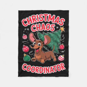 Christmas Chaos Coordinator Xmas Puppy Funny Dachs Fleece Blanket
