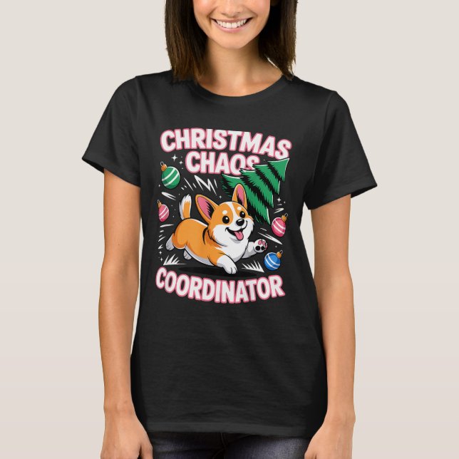 Christmas Chaos Coordinator Xmas Puppy Funny Welsh T-Shirt (Front)