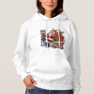 Christmas Chaos Santa EV Charging Funny Hoodie