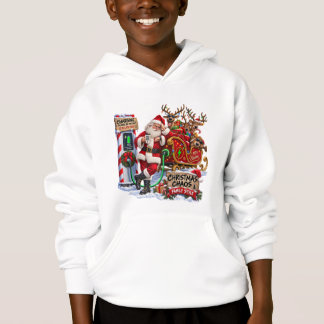 Christmas Chaos Santa EV Charging Funny Hoodie